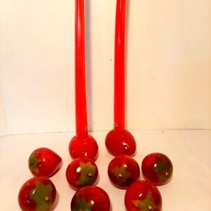 Decorative painted wooden Strawberries. (7)  Wooden strawberberry candle holders